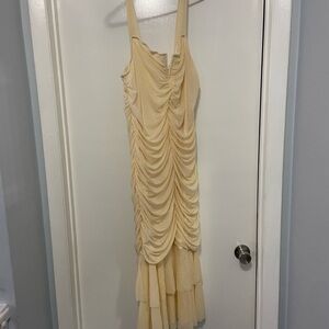 SHEIN Cream Strapless Ruched Dress